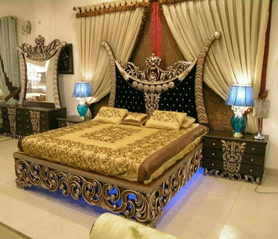 For Hand Carving Lover Pure Wooden Bed Set